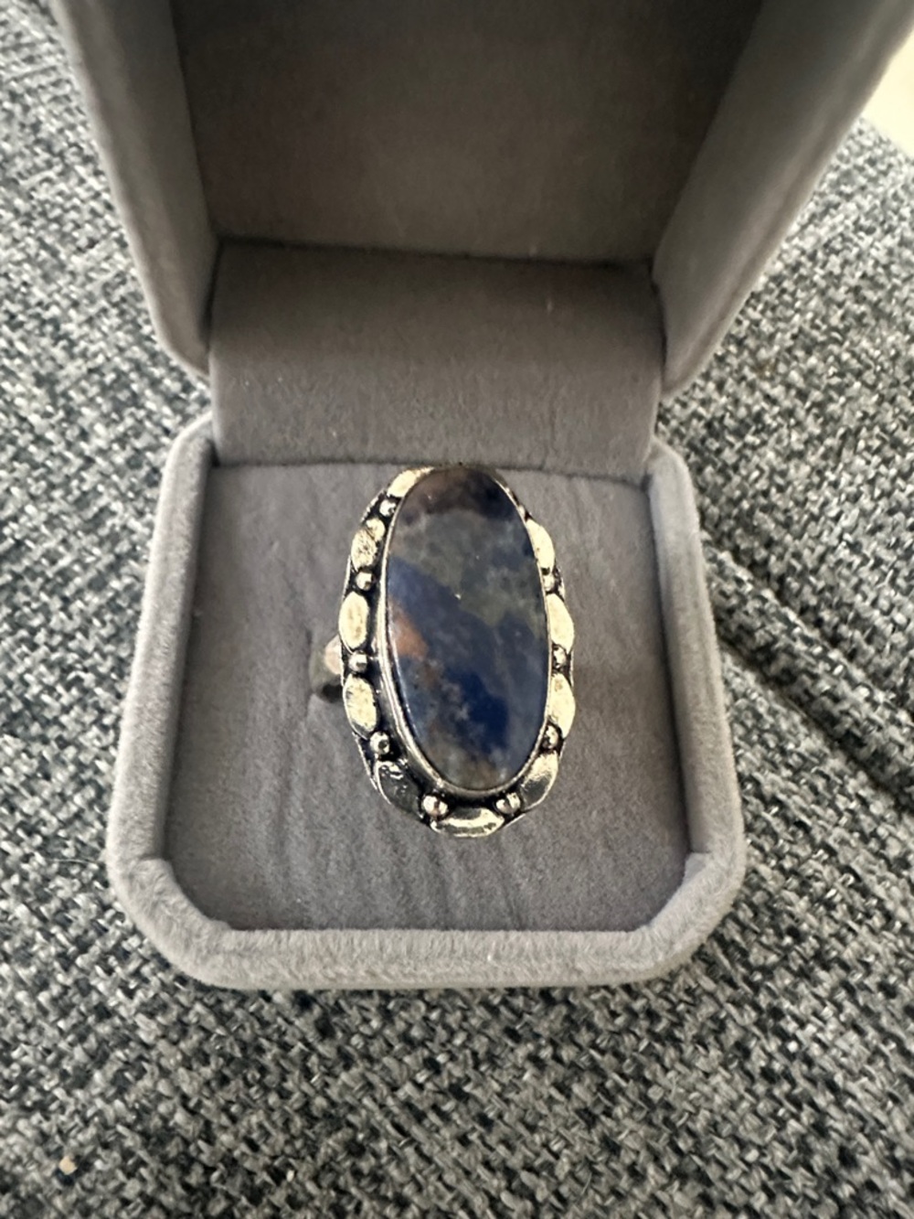 Elegant Sunset Sodotite Oval Sterling Silver Ring - Women's Jewelry Size 9.25